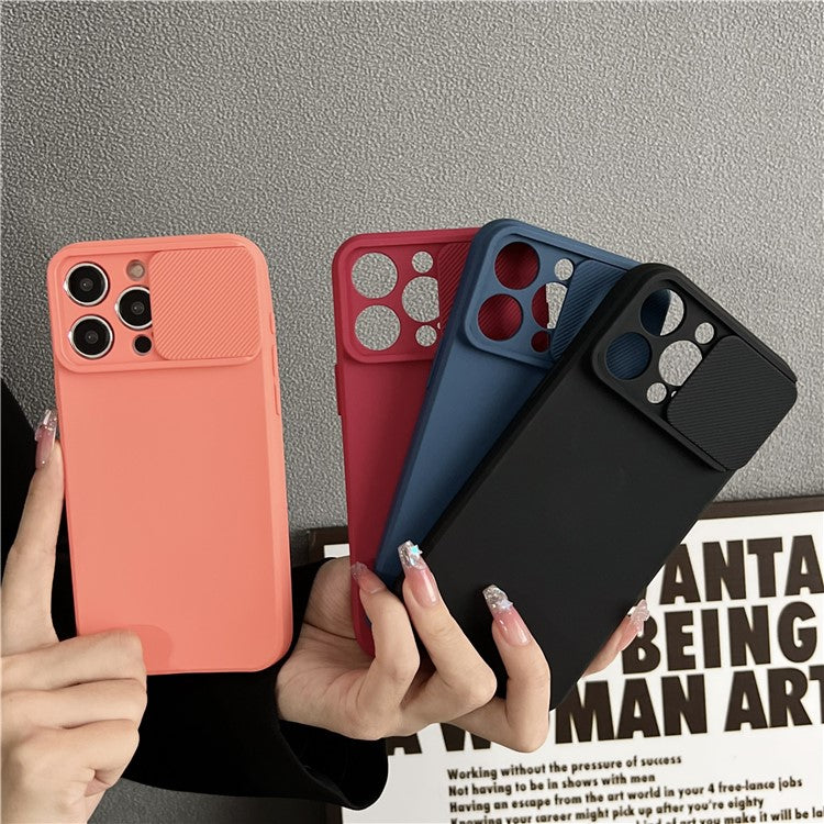 TMT Series for iPhone 14 Pro Max Cell Phone Case Slide Lens Protection TPU Slim-Fit Back Cover - Sapphire
