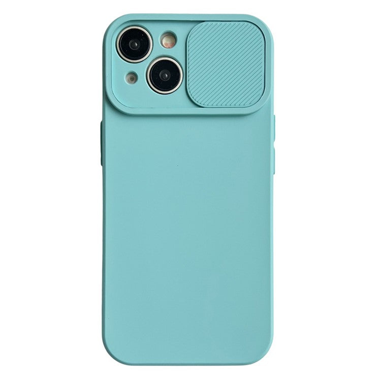 TMT Series for iPhone 14 Cell Phone Case Soft TPU Anti-scratch Cover Slide Lens Lid - Baby Blue
