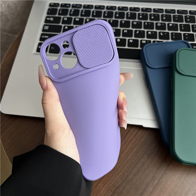 TMT Series for iPhone 14 Cell Phone Case Soft TPU Anti-scratch Cover Slide Lens Lid - Baby Blue
