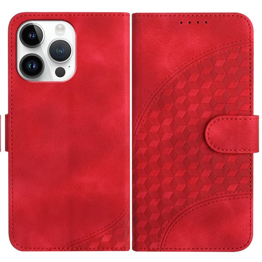YX0060 For iPhone 14 Pro Max Leather Case Elephant Head Pattern Phone Wallet Cover - Red