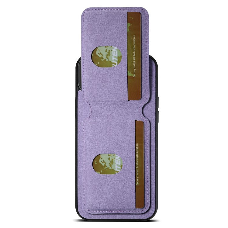 SUTENI H02 For iPhone 14 Case Litchi Texture PU Leather Card Slots Phone Protector - Purple