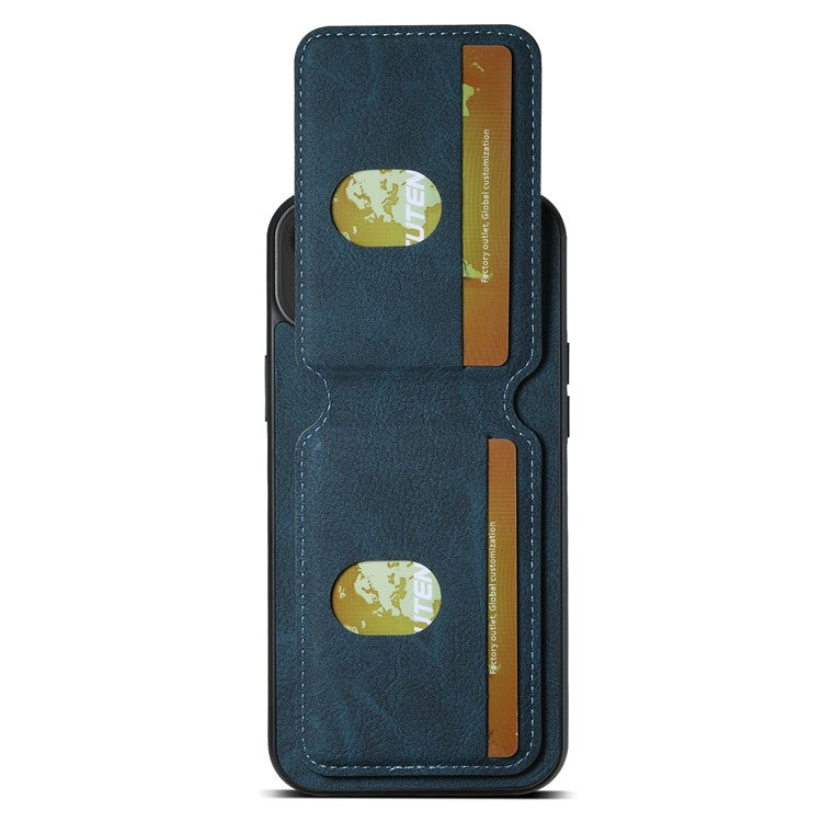 SUTENI H02 For iPhone 14 Case Litchi Texture PU Leather Card Slots Phone Protector - Blue