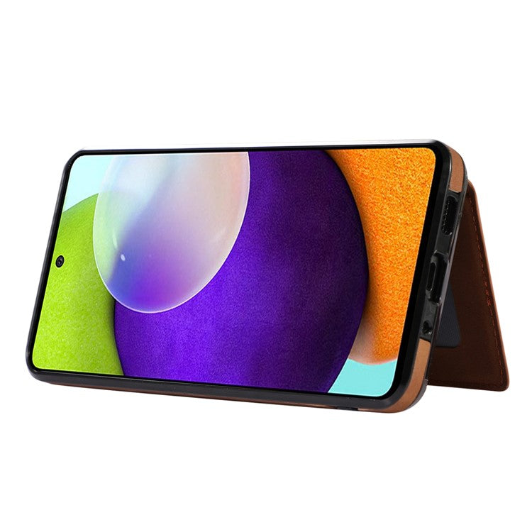 For Samsung Galaxy A13 4G / 5G Cell Phone Case Card Holder TPU+PU Leather Phone Shell - Brown