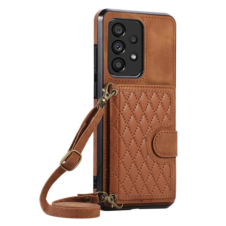 For Samsung Galaxy A13 4G / 5G Cell Phone Case Card Holder TPU+PU Leather Phone Shell - Brown