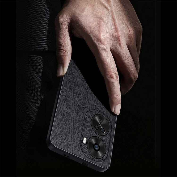 For Huawei nova 11 SE / nova 12 SE 4G Cell Phone Case Wood Grain PC+TPU+PU Back Cover - Blue