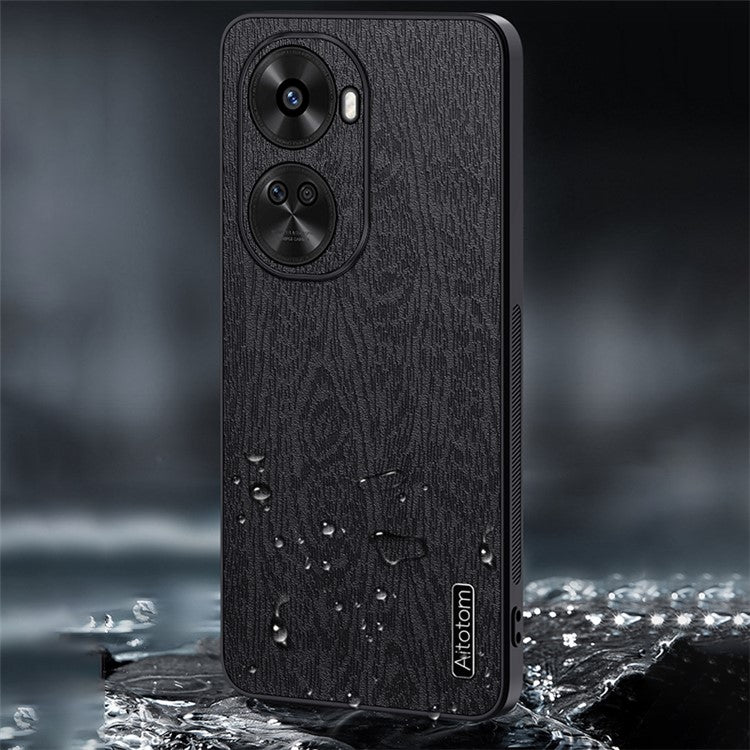 For Huawei nova 11 SE / nova 12 SE 4G Cell Phone Case Wood Grain PC+TPU+PU Back Cover - Blue