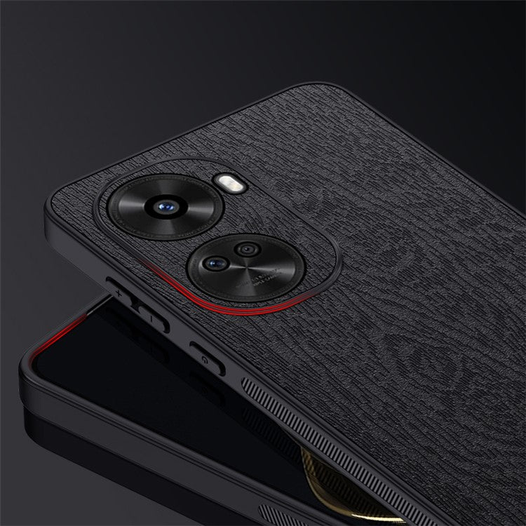 For Huawei nova 11 SE / nova 12 SE 4G Cell Phone Case Wood Grain PC+TPU+PU Back Cover - Blue