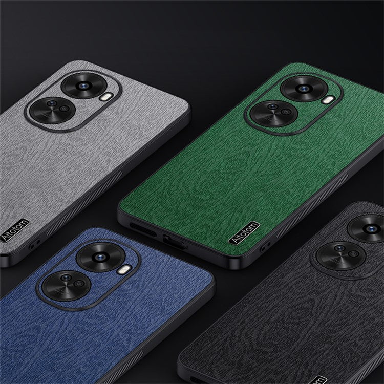 For Huawei nova 11 SE / nova 12 SE 4G Cell Phone Case Wood Grain PC+TPU+PU Back Cover - Blue