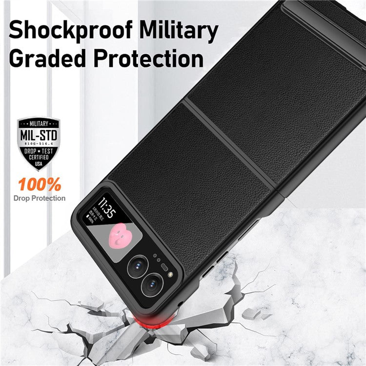 For Motorola Razr 40 5G Kickstand Case Leather+PC Cover with Rear Screen Film - Gold