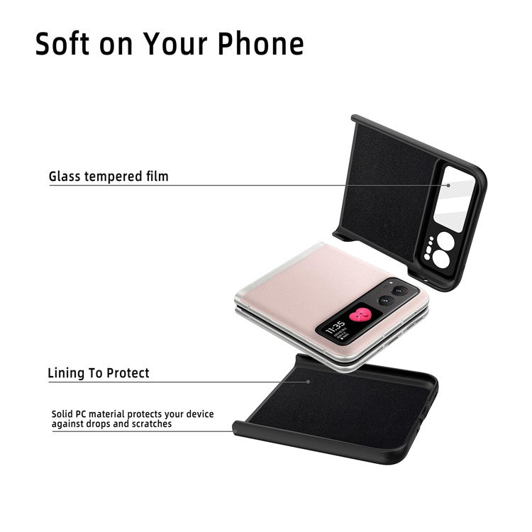 For Motorola Razr 40 5G Kickstand Case Leather+PC Cover with Rear Screen Film - Wheat Spike Black