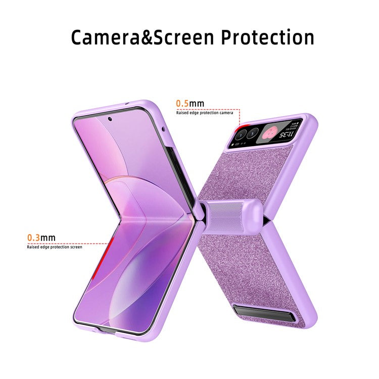 For Motorola Razr 40 5G Kickstand Phone Case Hinge Protection with Rear Screen Film - Black