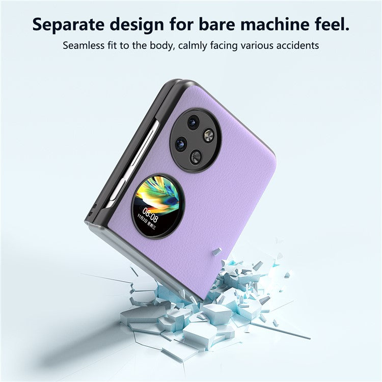 ABEEL For Huawei Pocket 2 Phone Case Ecological Texture Leather+Hard PC Protective Cover - Purple