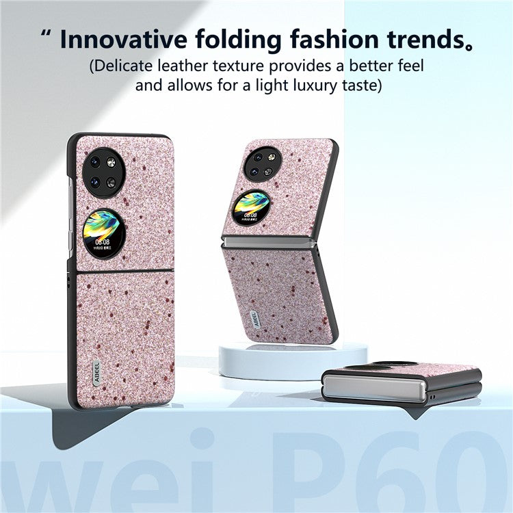 ABEEL For Huawei Pocket 2 Glitter Phone Case Slim PU Leather + Hard PC Protective Cover - Pink