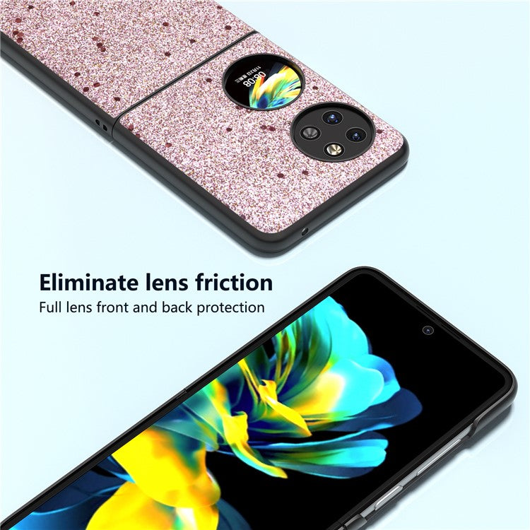 ABEEL For Huawei Pocket 2 Glitter Phone Case Slim PU Leather + Hard PC Protective Cover - Pink