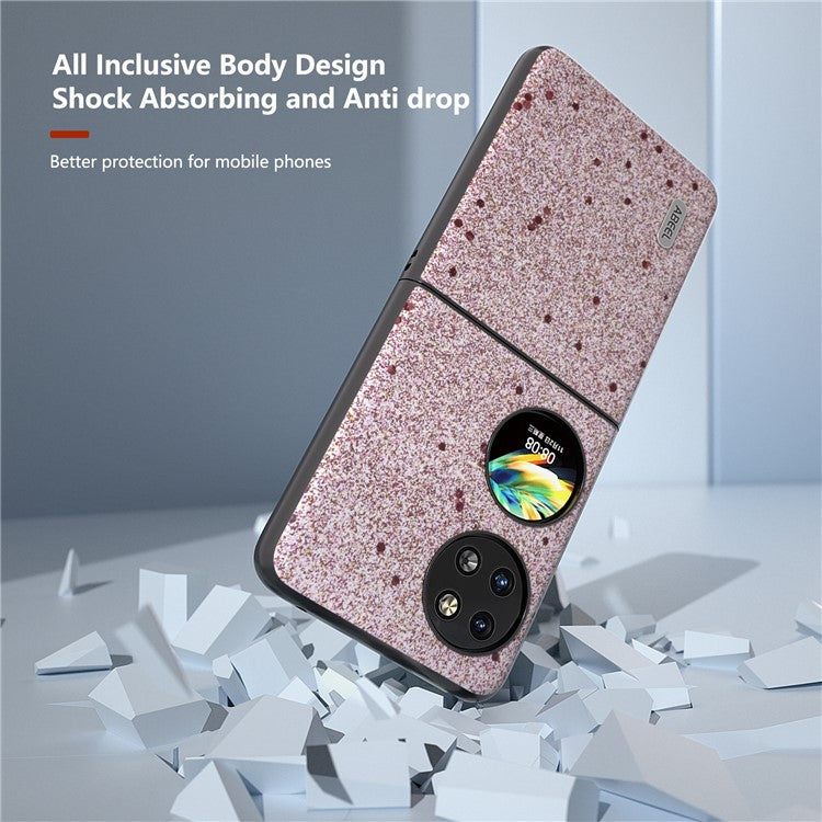 ABEEL For Huawei Pocket 2 Glitter Phone Case Slim PU Leather + Hard PC Protective Cover - Pink