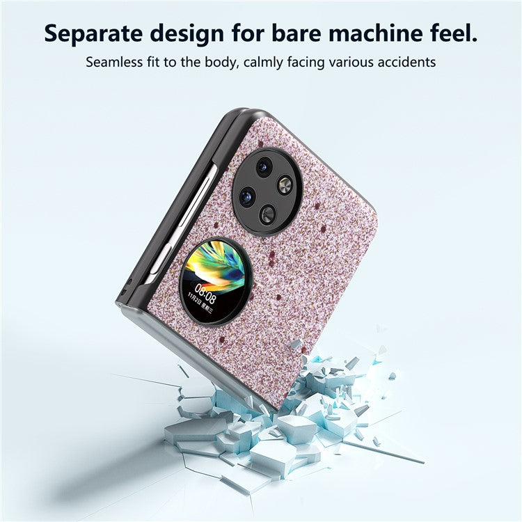 ABEEL For Huawei Pocket 2 Glitter Phone Case Slim PU Leather + Hard PC Protective Cover - Pink