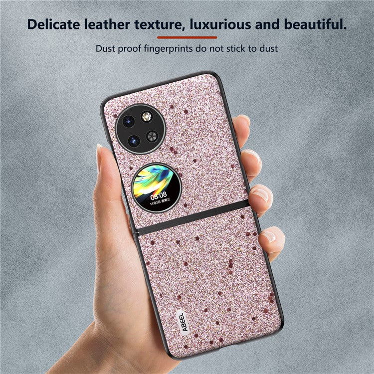 ABEEL For Huawei Pocket 2 Glitter Phone Case Slim PU Leather + Hard PC Protective Cover - Pink