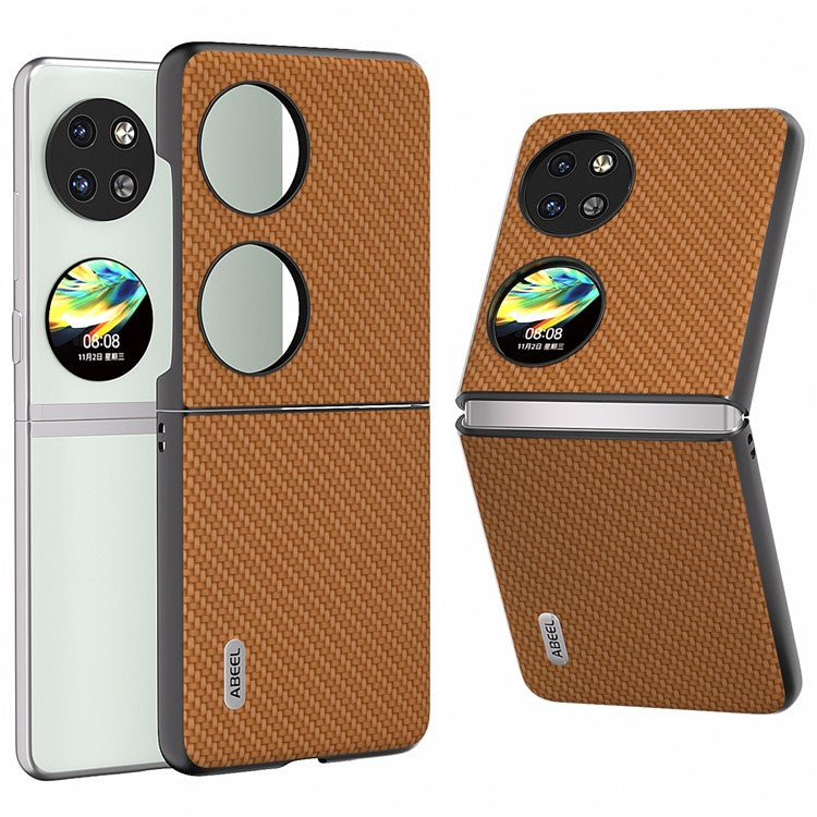 ABEEL For Huawei Pocket 2 Phone Case Carbon Fiber Texture Anti-Scratch - Light Brown
