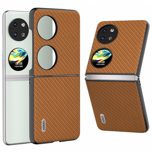 ABEEL For Huawei Pocket 2 Phone Case Carbon Fiber Texture Anti-Scratch - Light Brown