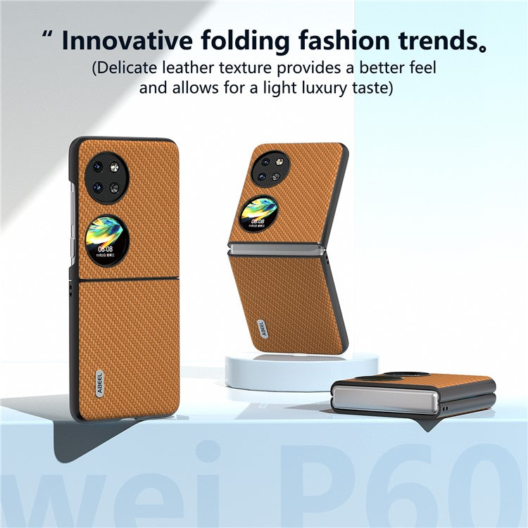 ABEEL For Huawei Pocket 2 Phone Case Carbon Fiber Texture Anti-Scratch - Light Brown
