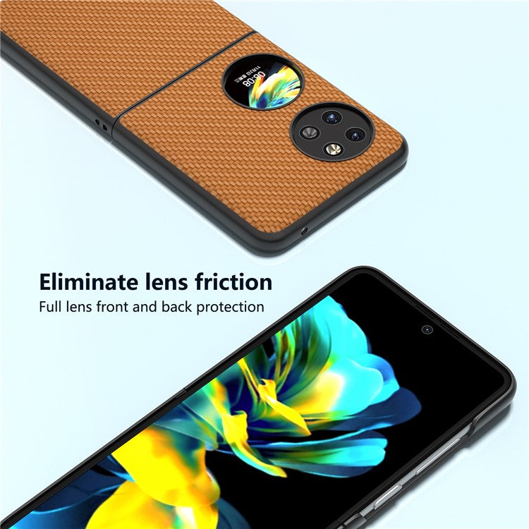 ABEEL For Huawei Pocket 2 Phone Case Carbon Fiber Texture Anti-Scratch - Light Brown