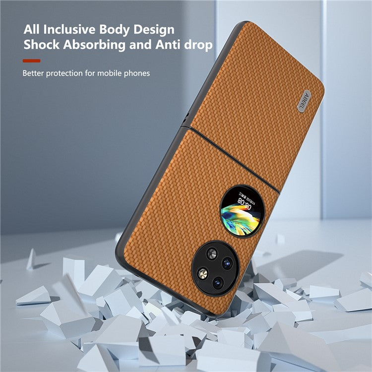 ABEEL For Huawei Pocket 2 Phone Case Carbon Fiber Texture Anti-Scratch - Light Brown