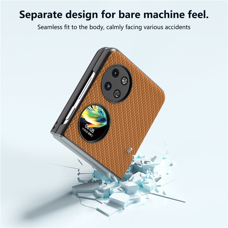 ABEEL For Huawei Pocket 2 Phone Case Carbon Fiber Texture Anti-Scratch - Light Brown