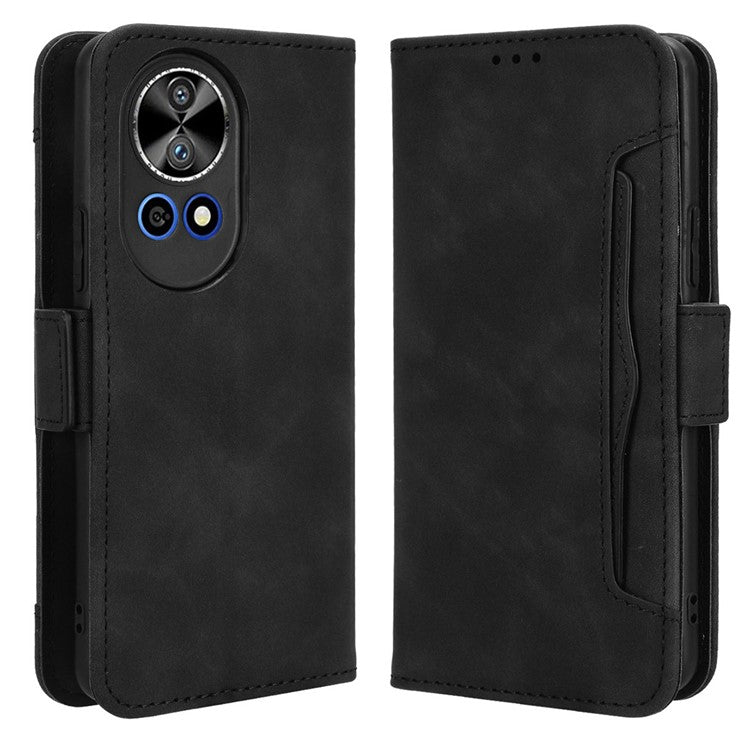For Huawei nova 13 4G / nova 13 5G / nova 12 5G Case Anti-Scratch PU Leather Phone Shell Stand Multiple Card Slots Cover - Black