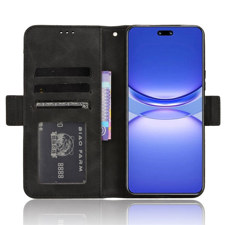 For Huawei nova 13 4G / nova 13 5G / nova 12 5G Case Anti-Scratch PU Leather Phone Shell Stand Multiple Card Slots Cover - Black