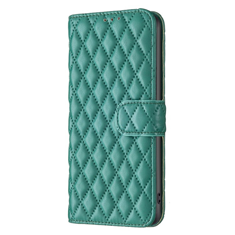 BINFEN COLOR BF Style-14 For Motorola Moto G45 5G / G34 5G Wallet Phone Case Rhombus Grid Pattern - Green