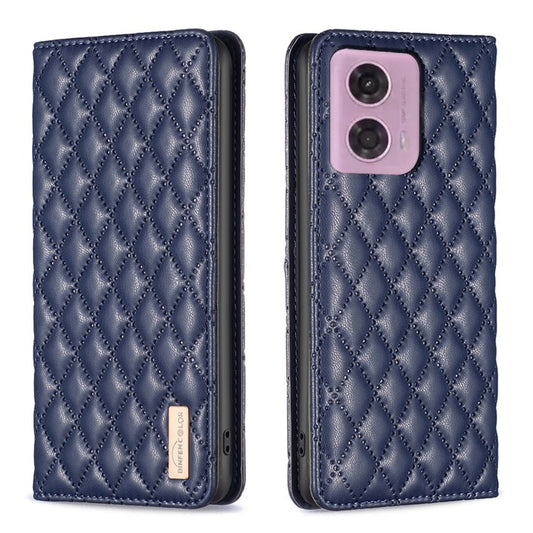 BINFEN COLOR BF Style-16 For Motorola Moto G45 5G / G34 5G Leather Cell Phone Cover with Card Holder Stand Flip Case - Blue