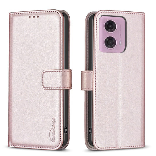 BINFEN COLOR BF17 For Motorola Moto G45 5G / G34 5G Wallet Case Leather Cover Full Protection - Rose Gold