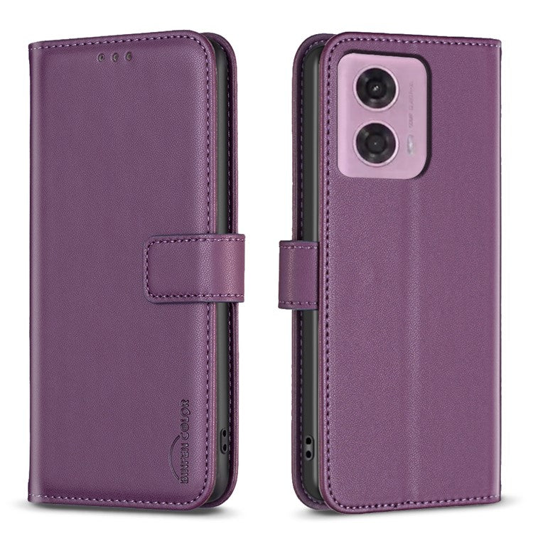 BINFEN COLOR BF17 For Motorola Moto G45 5G / G34 5G Wallet Case Leather Cover Full Protection - Dark Purple