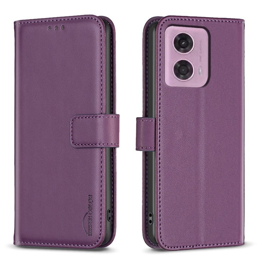 BINFEN COLOR BF17 For Motorola Moto G45 5G / G34 5G Wallet Case Leather Cover Full Protection - Dark Purple