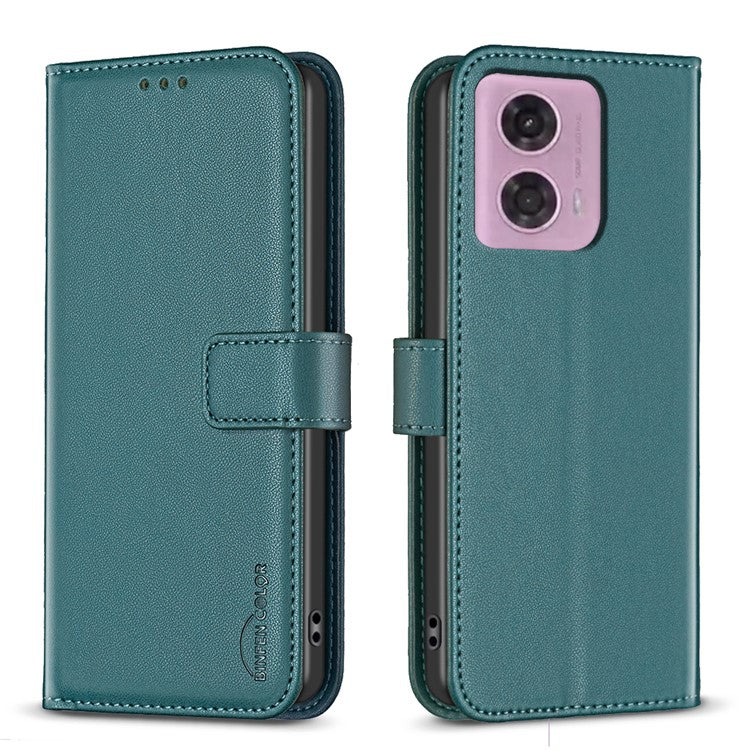 BINFEN COLOR BF17 For Motorola Moto G45 5G / G34 5G Wallet Case Leather Cover Full Protection - Green