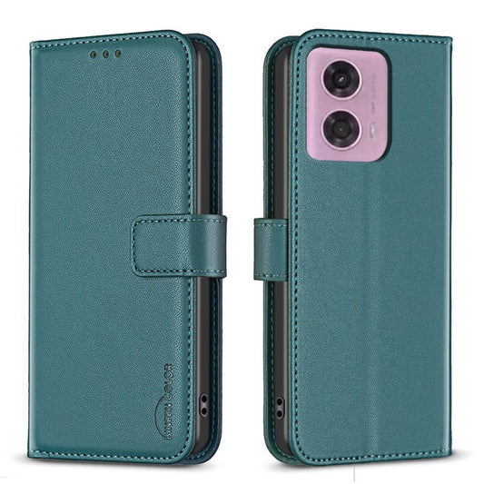 BINFEN COLOR BF17 For Motorola Moto G45 5G / G34 5G Wallet Case Leather Cover Full Protection - Green