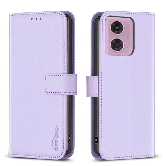 BINFEN COLOR BF17 For Motorola Moto G45 5G / G34 5G Wallet Case Leather Cover Full Protection - Purple