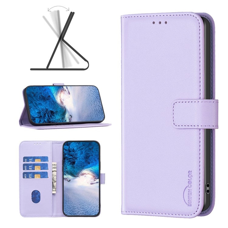 BINFEN COLOR BF17 For Motorola Moto G45 5G / G34 5G Wallet Case Leather Cover Full Protection - Purple