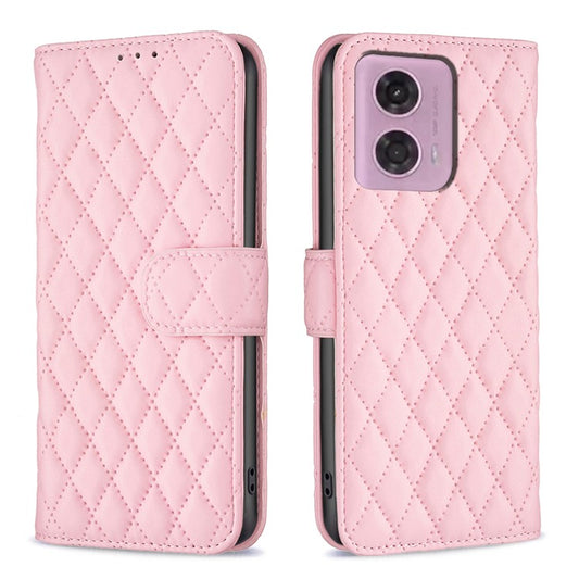 BINFEN COLOR BF Style-14 For Motorola Moto E14 4G / G04 4G / G04s 4G / G24 4G Matte Leather Case Wallet Phone Cover - Pink
