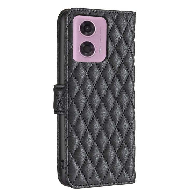 BINFEN COLOR BF Style-14 For Motorola Moto E14 4G / G04 4G / G04s 4G / G24 4G Matte Leather Case Wallet Phone Cover - Black