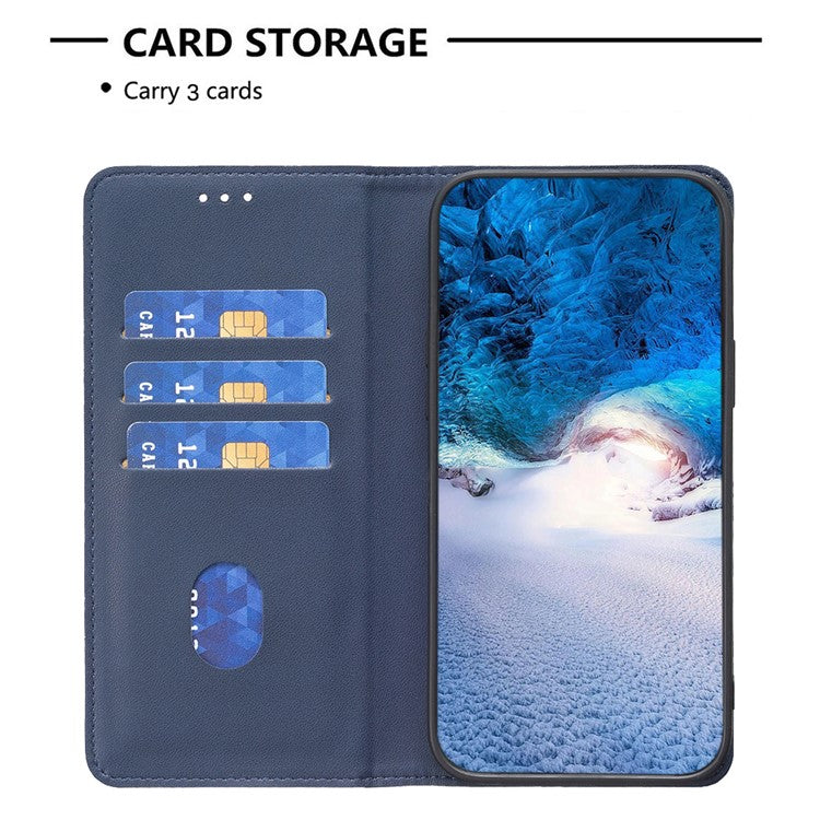 BINFEN COLOR BF18 For Motorola Moto E14 4G / G04 4G / G04s 4G / G24 4G Leather Case Stand Phone Cover Card Slots - Blue