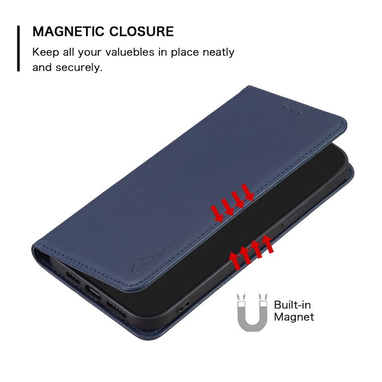 BINFEN COLOR BF18 For Motorola Moto E14 4G / G04 4G / G04s 4G / G24 4G Leather Case Stand Phone Cover Card Slots - Blue
