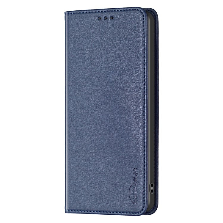 BINFEN COLOR BF18 For Motorola Moto E14 4G / G04 4G / G04s 4G / G24 4G Leather Case Stand Phone Cover Card Slots - Blue