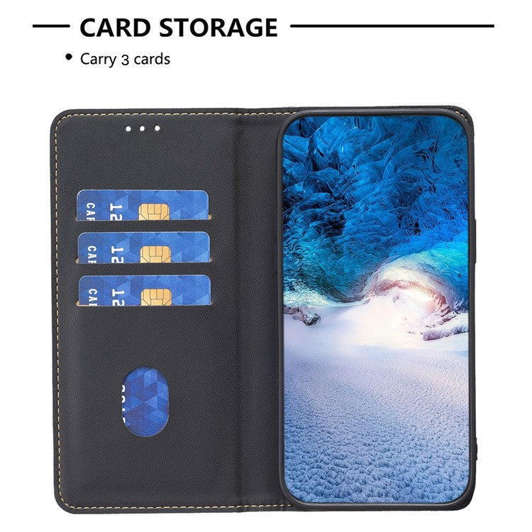 BINFEN COLOR BF18 For Motorola Moto E14 4G / G04 4G / G04s 4G / G24 4G Leather Case Stand Phone Cover Card Slots - Black