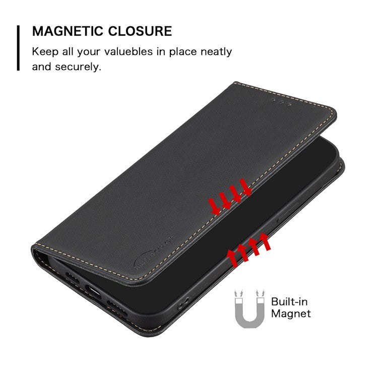 BINFEN COLOR BF18 For Motorola Moto E14 4G / G04 4G / G04s 4G / G24 4G Leather Case Stand Phone Cover Card Slots - Black
