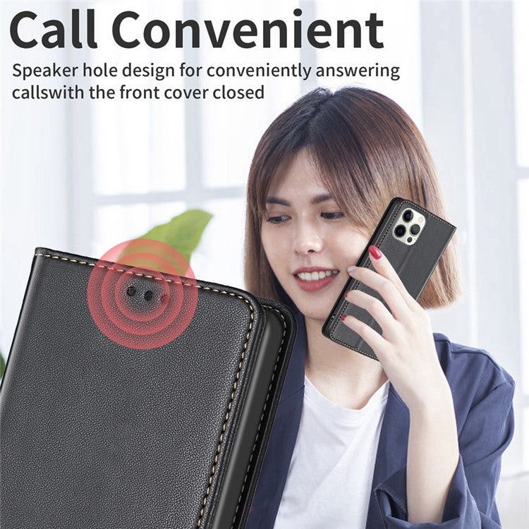 BINFEN COLOR BF18 For Motorola Moto E14 4G / G04 4G / G04s 4G / G24 4G Leather Case Stand Phone Cover Card Slots - Black