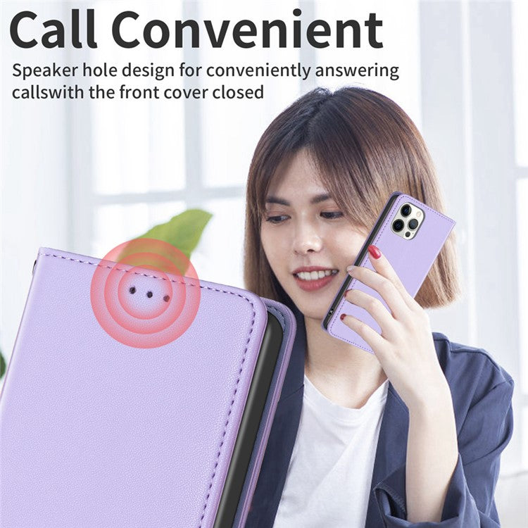 BINFEN COLOR BF18 For Motorola Moto E14 4G / G04 4G / G04s 4G / G24 4G Leather Case Stand Phone Cover Card Slots - Purple