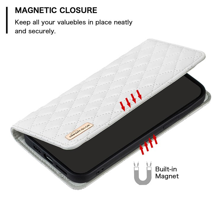 BINFEN COLOR BF Style-16 For Motorola Moto E14 4G / G04 4G / G04s 4G / G24 4G PU Leather Wallet Case Card Holder - White