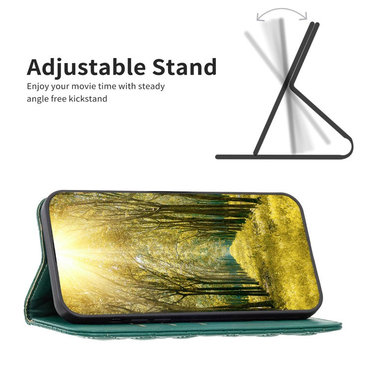 BINFEN COLOR BF Style-16 For Motorola Moto E14 4G / G04 4G / G04s 4G / G24 4G PU Leather Wallet Case Card Holder - Green