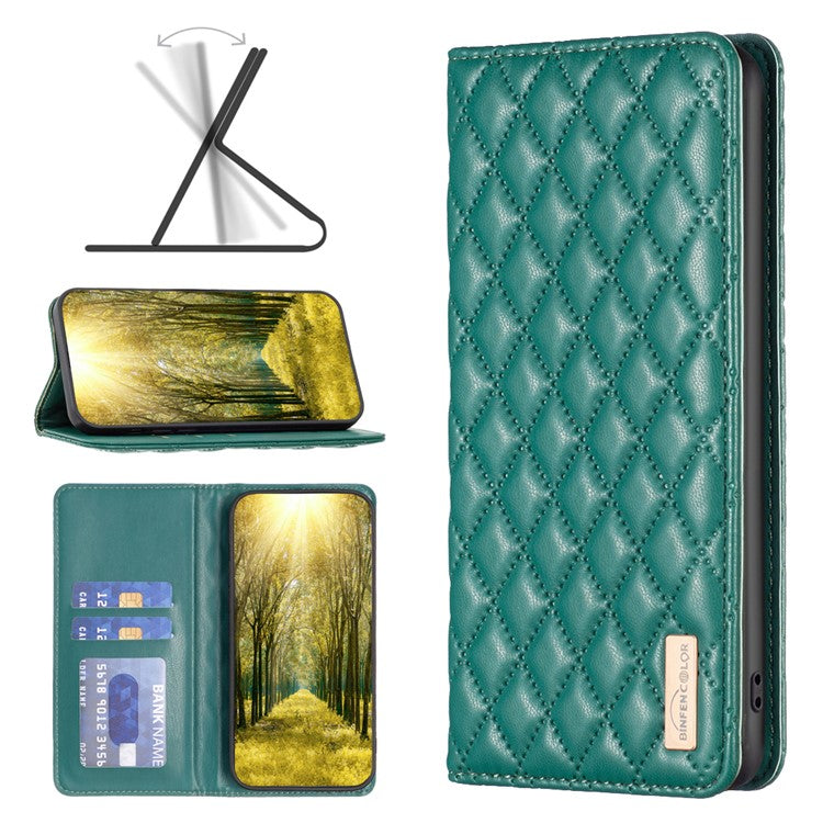 BINFEN COLOR BF Style-16 For Motorola Moto E14 4G / G04 4G / G04s 4G / G24 4G PU Leather Wallet Case Card Holder - Green